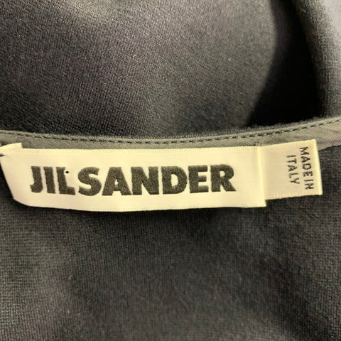 JIL SANDER Size 10 Navy Viscose Blend Ruched Long Evening Gown