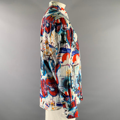 ROBERT GRAHAM Size XXL White Red Blue Graphic Cotton Long Sleeve Shirt