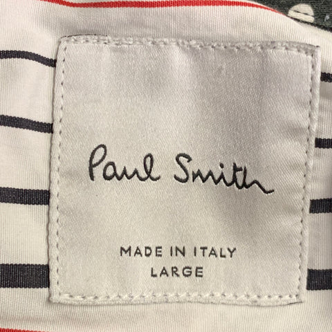 PAUL SMITH Size L Black White Polka Dot Point Collar Cotton Long Sleeve Shirt