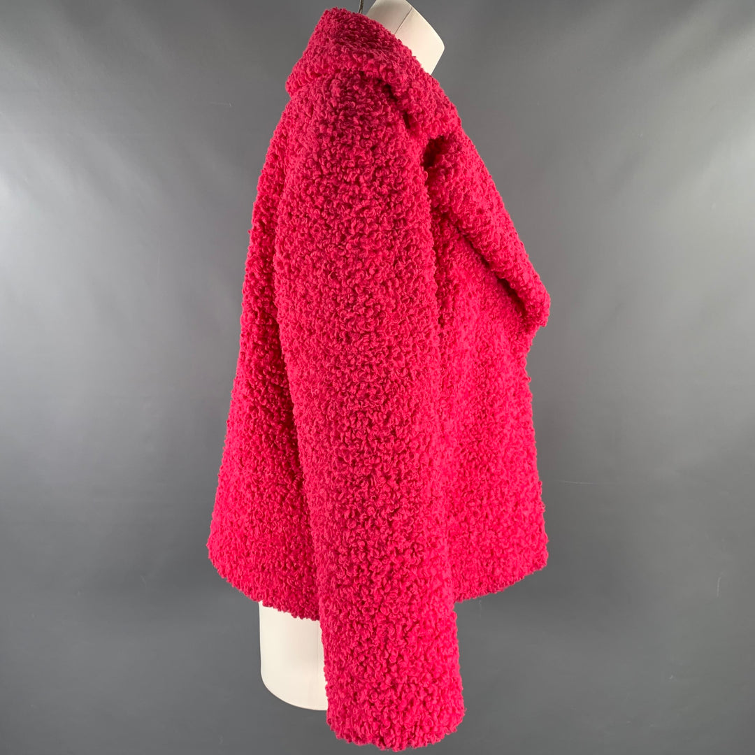 ALICE + OLIVIA Size M Pink Polyester Textured Faux Fur Jacket