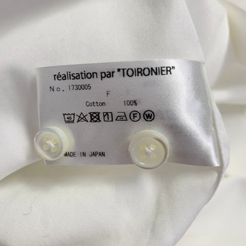 TOIRONIER One Size White Cotton Curved Cutaway Side Ties Long Sleeve Shirt