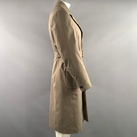 PRADA Size L Green Olive Solid Belted Coat