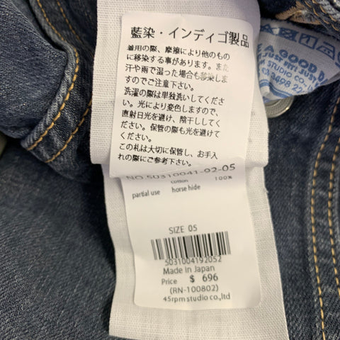 45rpm Size XL Indigo Wash Cotton Denim Trucker Jacket