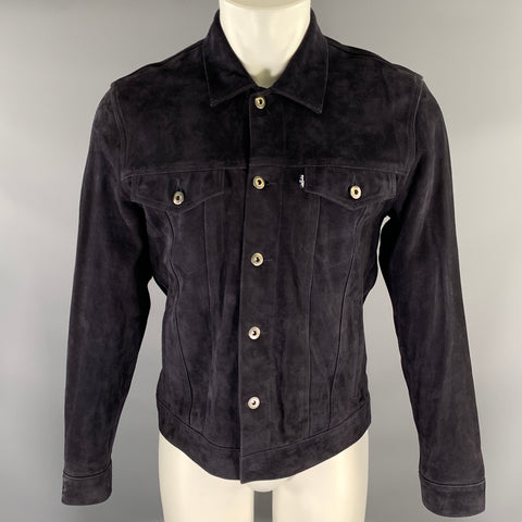 LEVI'S Size M Navy Suede Trucker Jacket