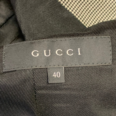 GUCCI Size 4 Black White Wool Blend Houndstooth Single Button Jacket Blazer