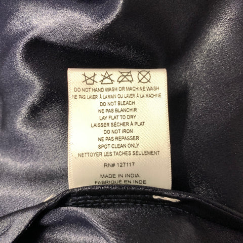 BADGLEY MISCHKA Size 10 Navy Blue Nylon Stripe Shift Knee-Length Cocktail Dress