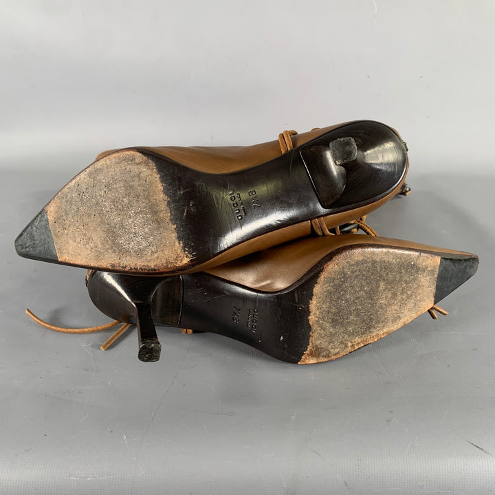GUCCI Size 7.5 Brown Leather Pointed Toe Boots