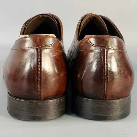 PRADA Size 10 Brown Leather Derby Lace-Up Shoes