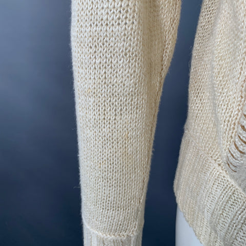 JOHN VARVATOS Size M Beige Knit Linen Hooded Cardigan