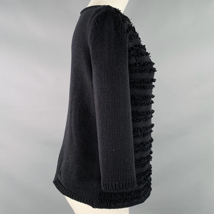 MAX MARA Size S Black Knit Textured 3/4 Sleeves Sweater