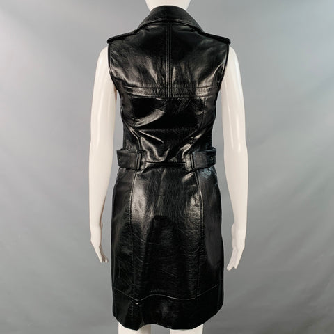 MCQ by ALEXANDER MCQUEEN 2012 Size S Black Brass Leather Longline Vest