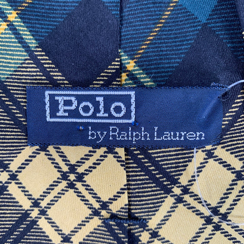 POLO by RALPH LAUREN Yellow Black & Green Plaid Silk Tie