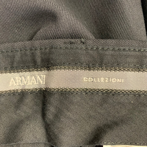 ARMANI COLLEZIONI Size 32 Black Flat Front Dress Pants
