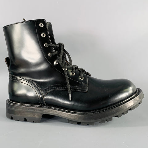 ALEXANDER MCQUEEN Size 9 Black Leather Lace-Up Combat Boots
