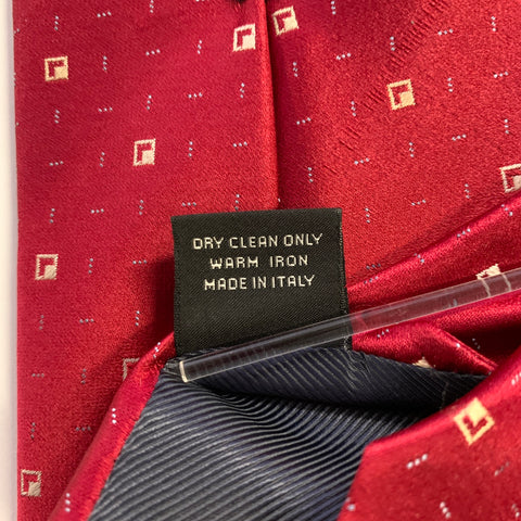 ERMENEGILDO ZEGNA One Size Red Cream Silk Tie