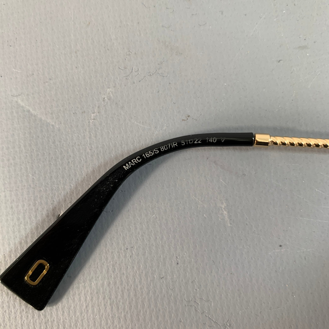 MARC JACOBS Black Gold Acetate Metal Oversized Round Sunglasses