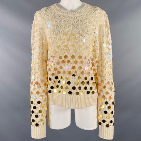 MARC JACOBS Size M Cream Gold Wool Cashmere Payettes Sweater