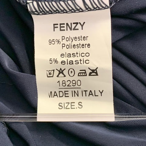 FENZY Size S Navy Polyester Blend See Through Open Sleeves High Slit Dress