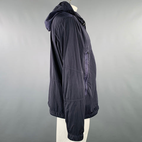 MONCLER Size XXXL Navy Polyamide Hooded Jacket