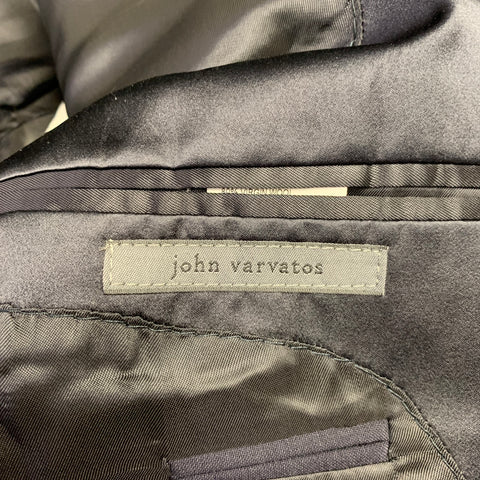 JOHN VARVATOS Size 42 Navy Black Virgin Wool Mohair Peak Lapel Tuxedo Jacket