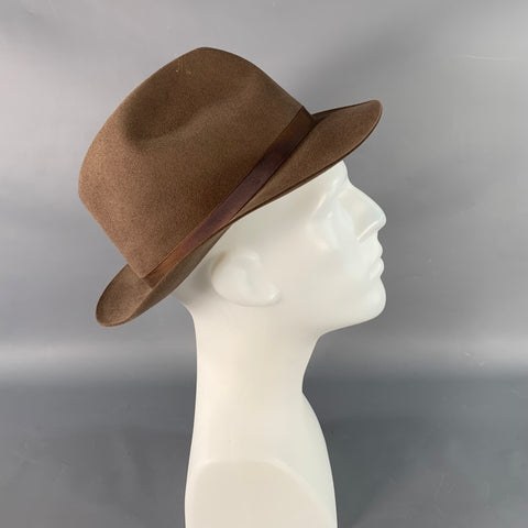 NEIMAN MARCUS Size 7.5 Weekender Brown Fur Blend Felt Fedora Hat
