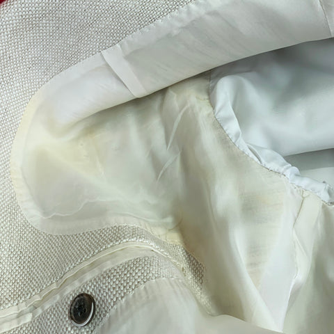 SUIT SUPPLY Size 46 Beige Stone Woven Linen Double Breasted Peak Lapel Coat
