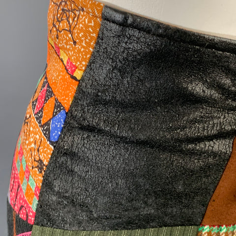 TODD OLDHAM Size 6 Multi Color Wool Blend Patchwork Tapered Casual Pants