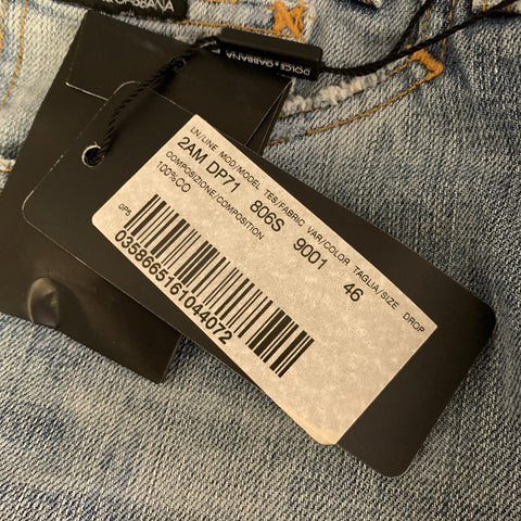 DOLCE & GABBANA Size 30 Blue Multi-Color Graphic Denim Button Fly Jeans