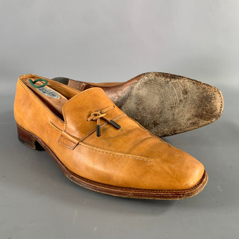 JOHN LOBB Size 9.5 Tan Leather Tassels Loafers