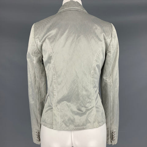 ¡JOOP! Blazer a rayas de mezcla de algodón gris blanco talla 2