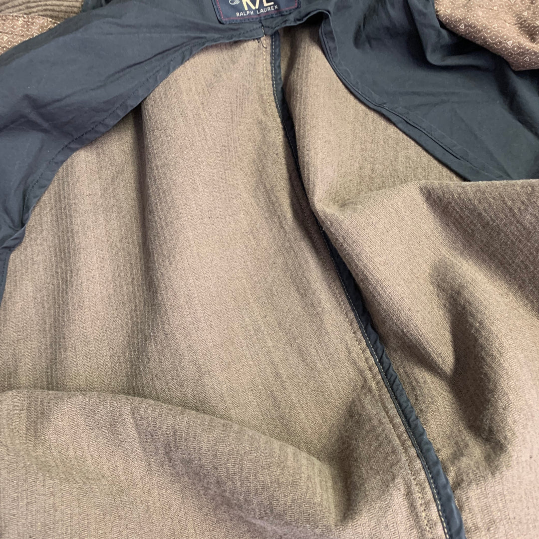 RRL by RALPH LAUREN Size XL Brown Corduroy Cotton Suede Trim Notch Lapel Jacket