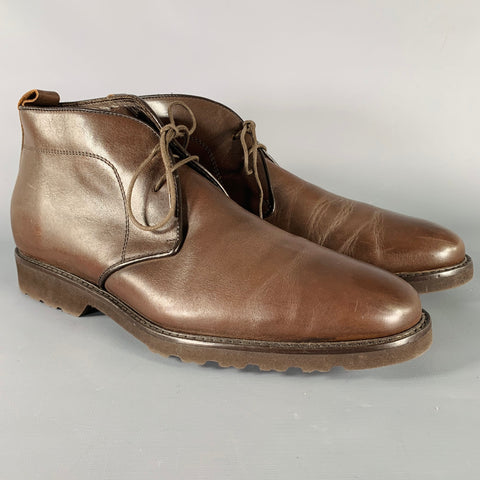 BRUNO MAGLI Size 10 Brown Leather Lace-Up Ankle Boots