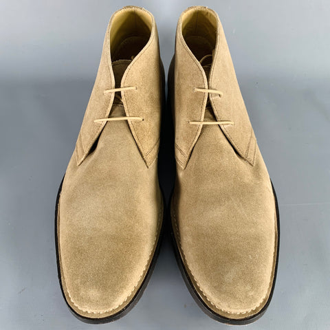 BANANA REPUBLIC Size 9.5 Taupe Suede Lace-Up Boots
