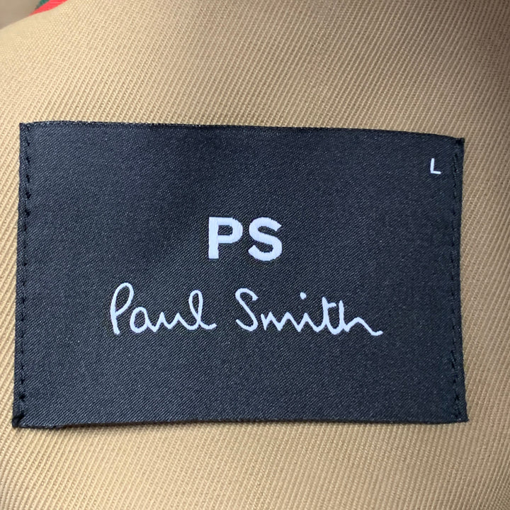 PS by PAUL SMITH Size L Tan Cotton Blend Single Breasted Hidden Placket Coat