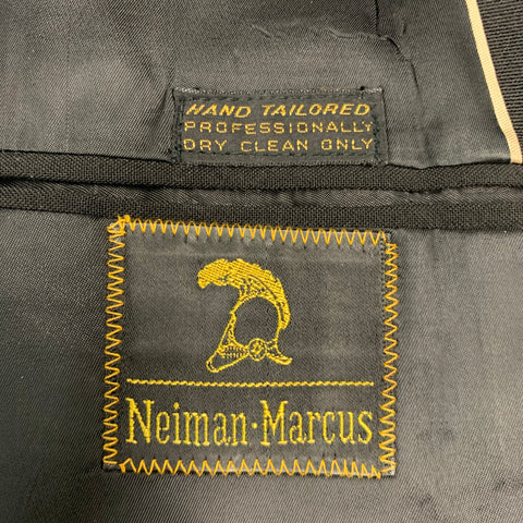 NEIMAN MARCUS Size 40 Black Wool Single Button Tuxedo Sport Coat