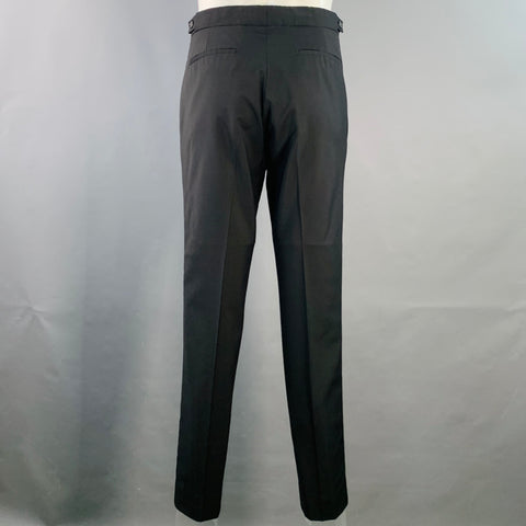 PAUL SMITH Size 40 Black Wool Mohair Peak Lapel Single Button Tuxedo