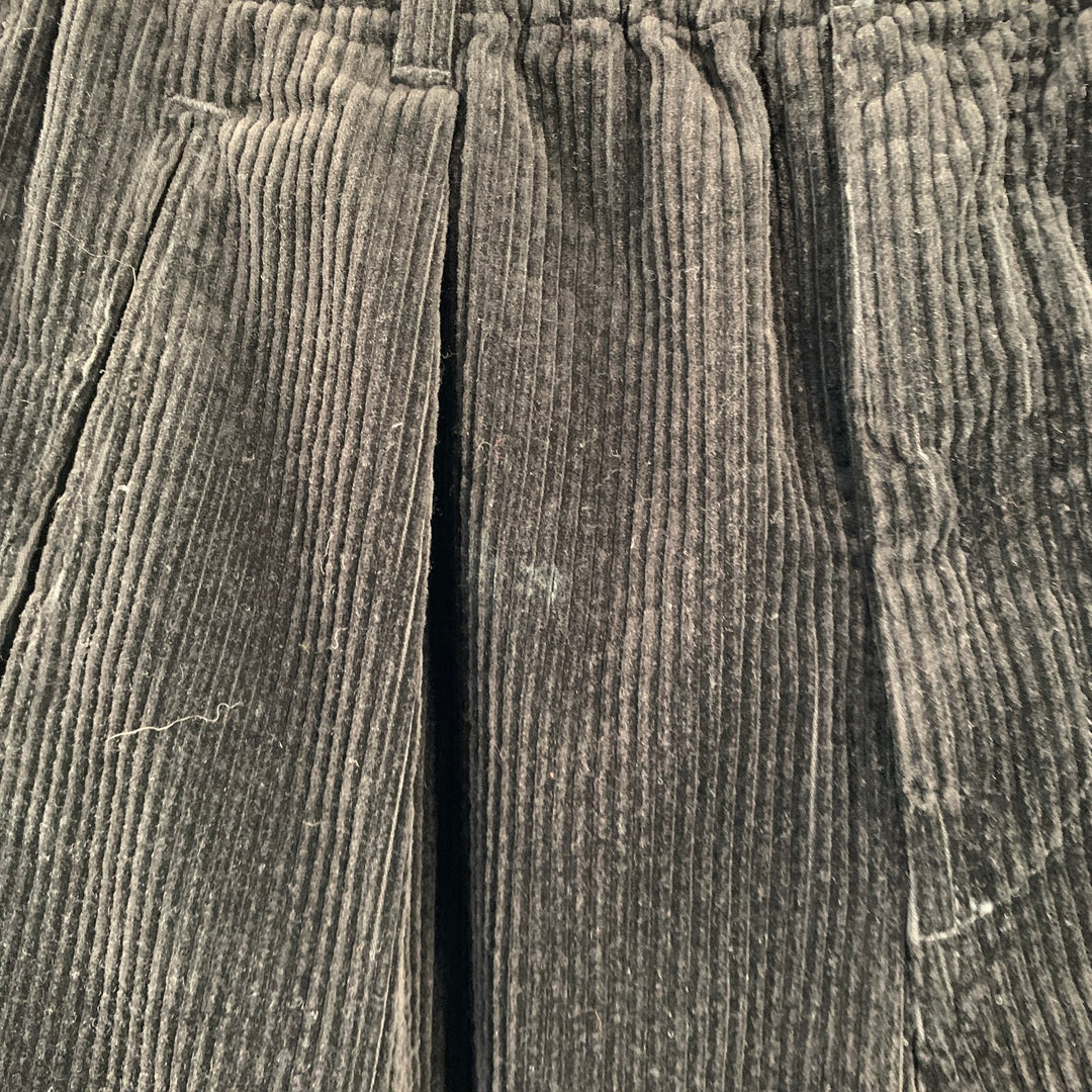 POST O'ALLS Size M Black Corduroy Cotton Elastic Waistband Casual Pants