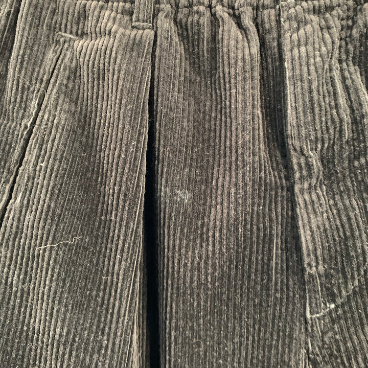 POST O'ALLS Size M Black Corduroy Cotton Elastic Waistband Casual Pants