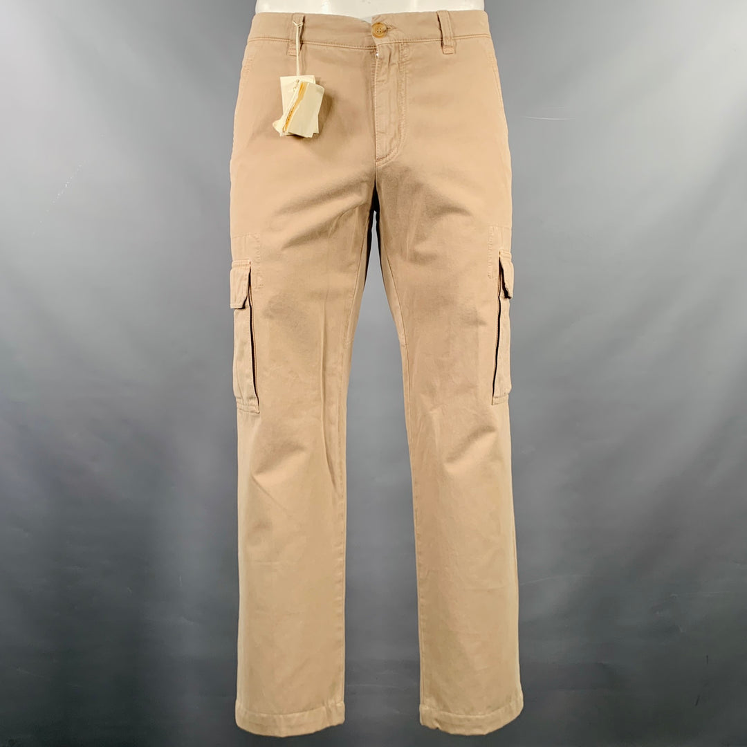 BRUNELLO CUCINELLI Size 34 Khaki Cotton Zip Fly Cargo Pockets Casual Pants