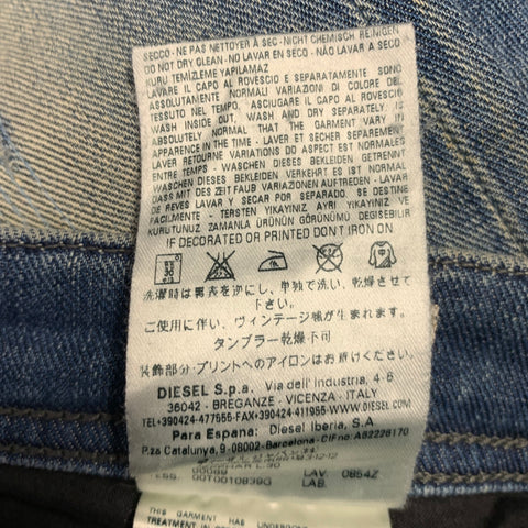 DIESEL FW16 Size 26 Tepphar Blue Distressed Cotton Blend Tapered Slim Jeans