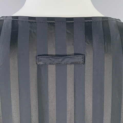 JEAN PAUL GAULTIER Size M Black Black Acetate Blend Stripe Long Sleeve Dress