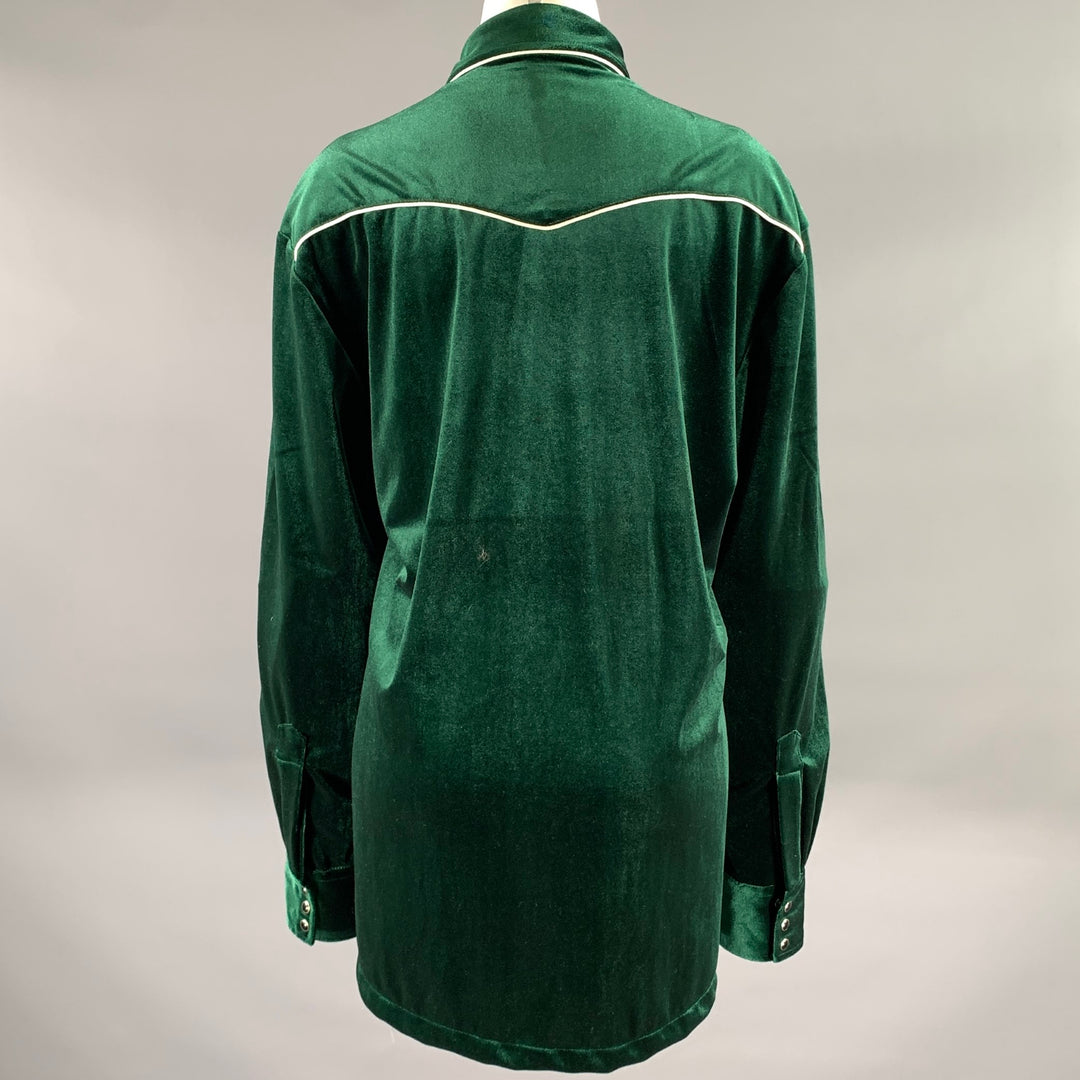 PHIX Size XL Green Emerald Polyester Velvet Western Shirt