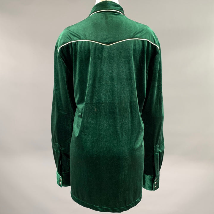PHIX Size XL Green Emerald Polyester Velvet Western Shirt
