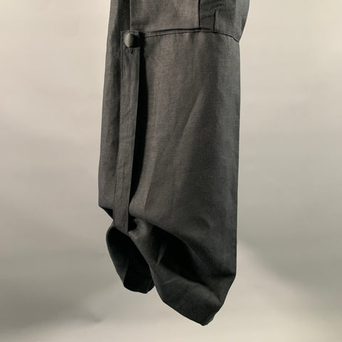 YA YA Size 8 Black Silk Linen Wide Leg Pants