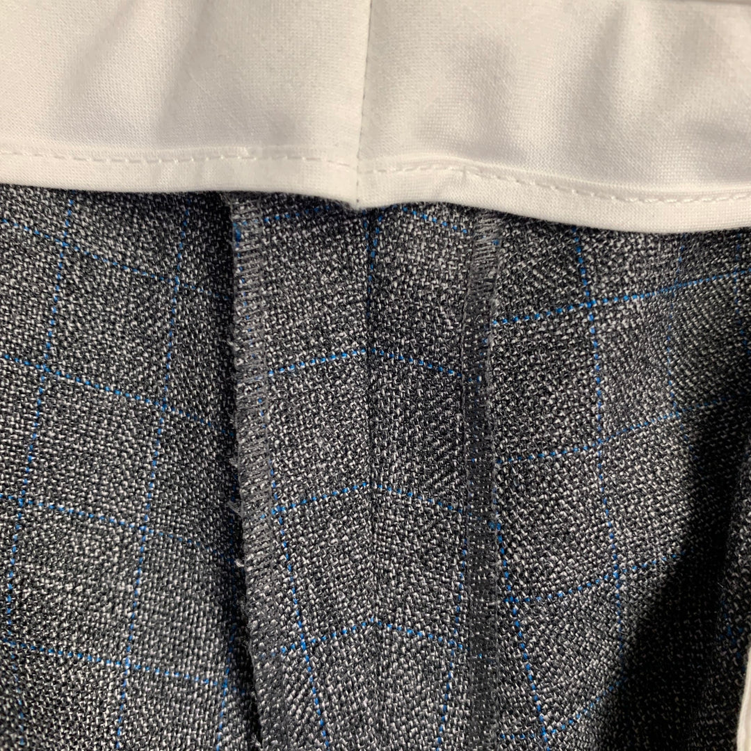 CALVIN KLEIN 205W39NYC Size 36 Grey Blue Grid Wool Flat Front Zip Fly Dress Pants
