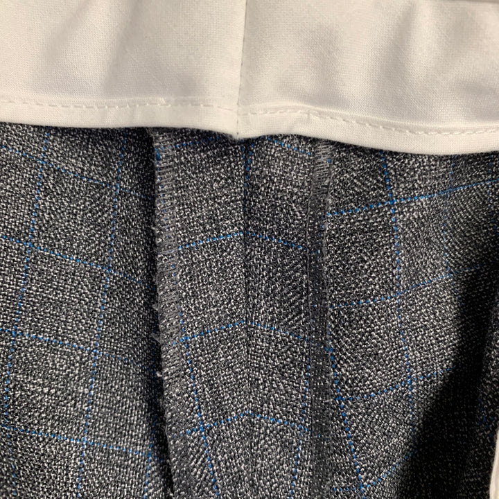 CALVIN KLEIN 205W39NYC Size 36 Grey Blue Grid Wool Flat Front Zip Fly Dress Pants