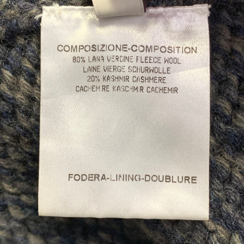 STELLA McCARTNEY Size L Grey Navy Wool Cashmere Melange Knit Coat