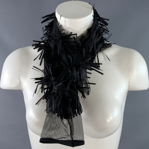 VINTAGE Black Fringe Mesh Scarf