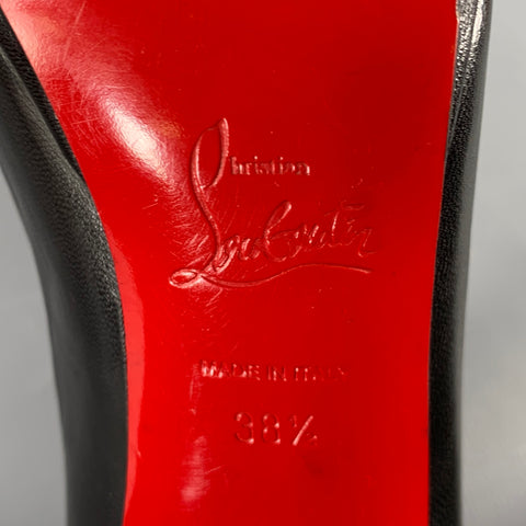CHRISTIAN LOUBOUTIN Size 8.5 Black Leather Platform Pumps