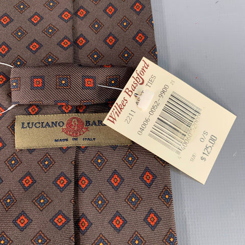 LUCIANO BARBERA Brown Red Diamond Silk Tie